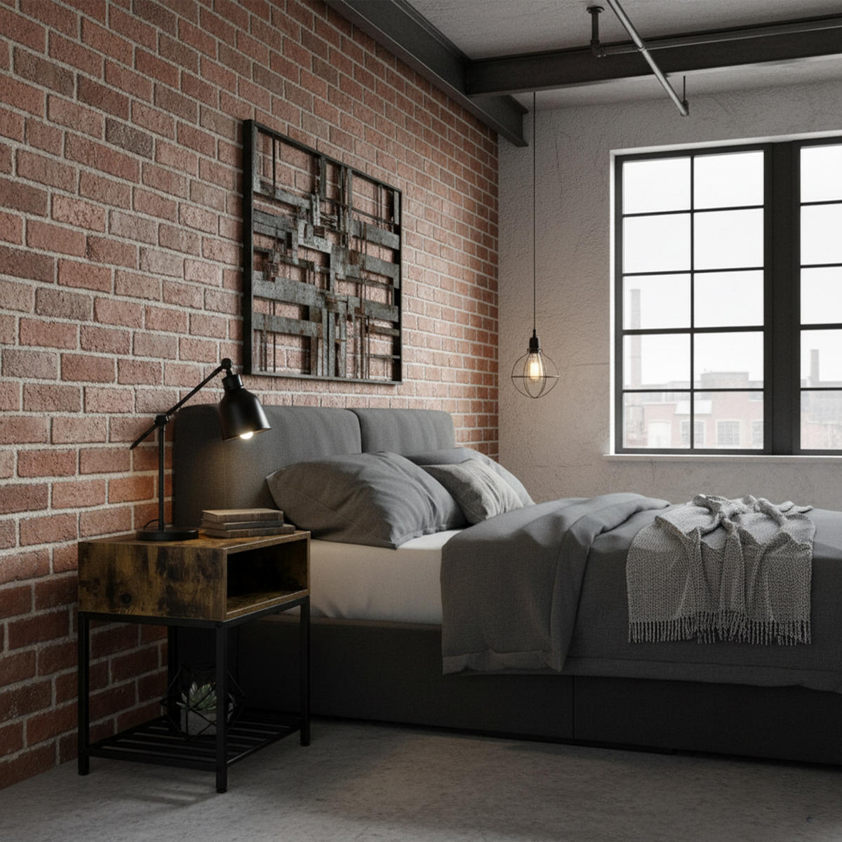 NACHTTISCH - Anthrazit, Holzwerkstoff/Metall (40/40/58cm) - Relaxdays