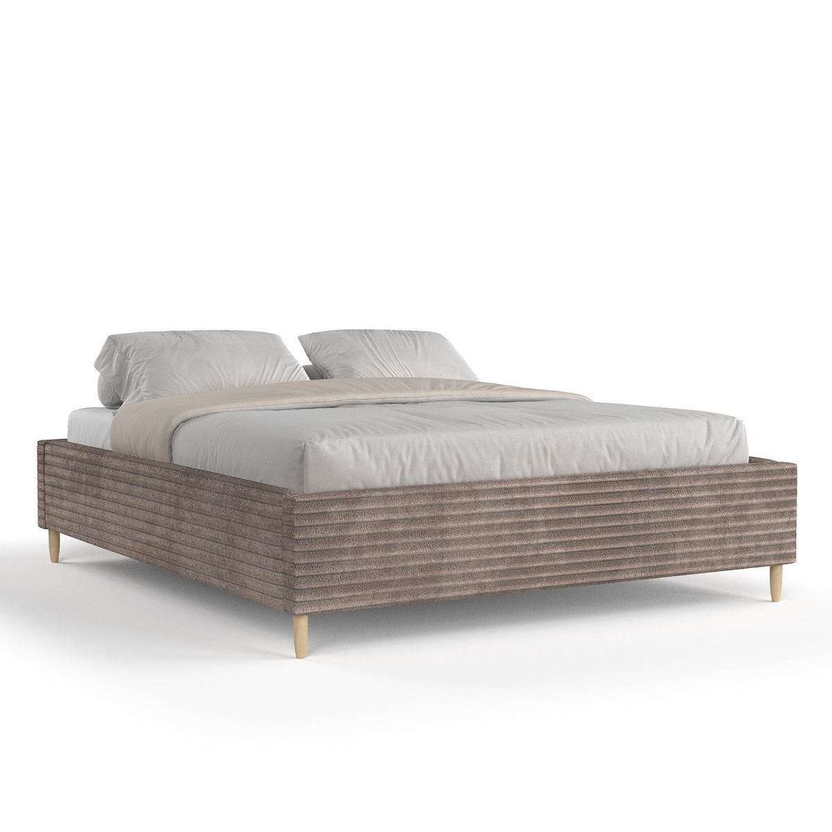 POLSTERBETT Larch Beige 180/200 cm im Samtstoff - Beige/Schwarz, Holz/Holzwerkstoff (180/200cm) - Maison de Reve