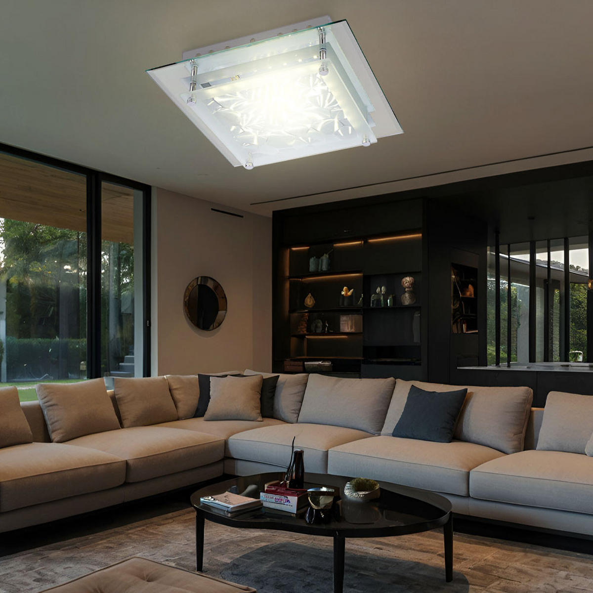 LED DECKENLEUCHTE Algarve Kristallklar Chrom - Klar, Glas (28/28/6cm) - Globo Lighting