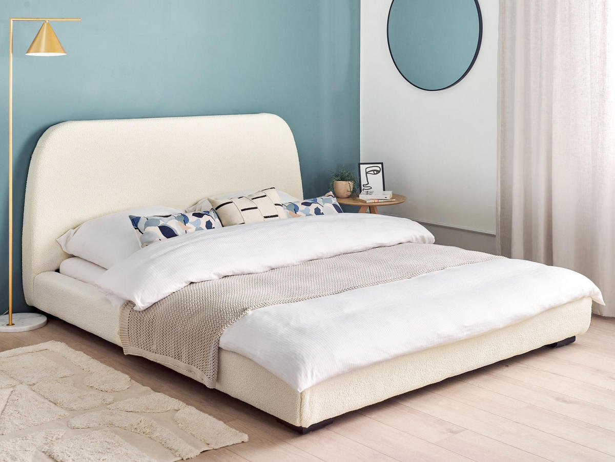 VATTENSÄNG 160x200 cm beige Roisel - Cremefärgad, Textil (160/200cm) - Beliani