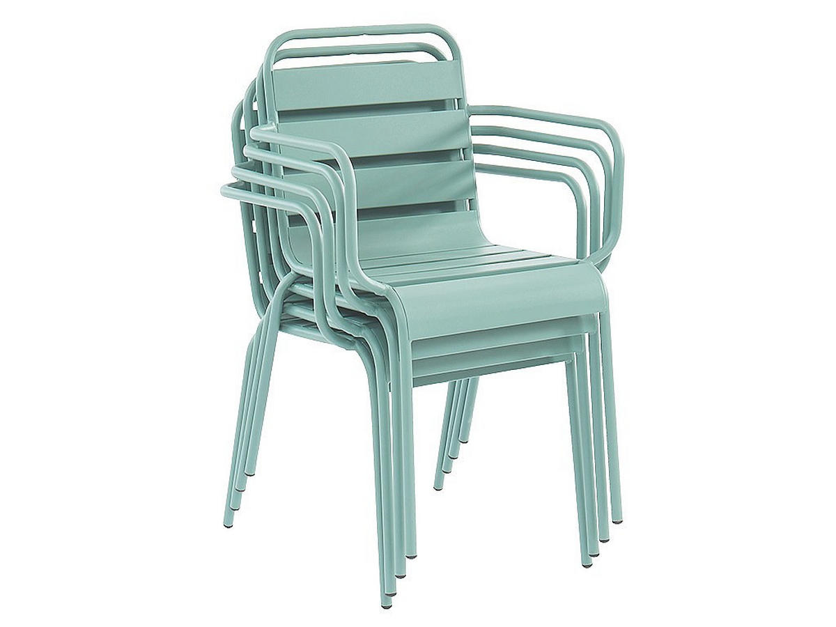 GARTENESSGRUPPE im Set - 4 -Sitzer - Stahl - mandelgrün - MIRMANDE - Grün, Metall - Vente-Unique