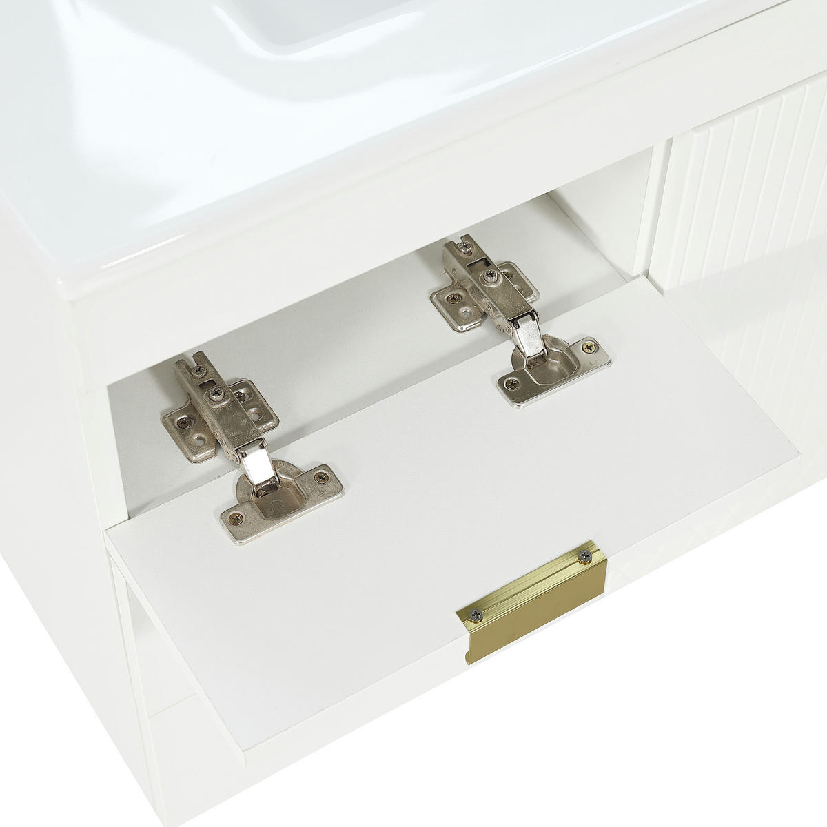 WASCHTISCHUNTERSCHRANK 76cm LED App Keramik Waschbecken Weiß - Weiß, Holzwerkstoff (76/51/46cm) - FLIEKS
