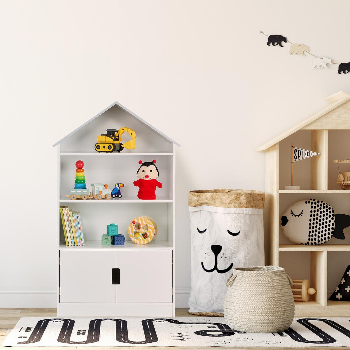KINDERREGAL - Weiß, Holzwerkstoff (68/115/28cm) - Relaxdays