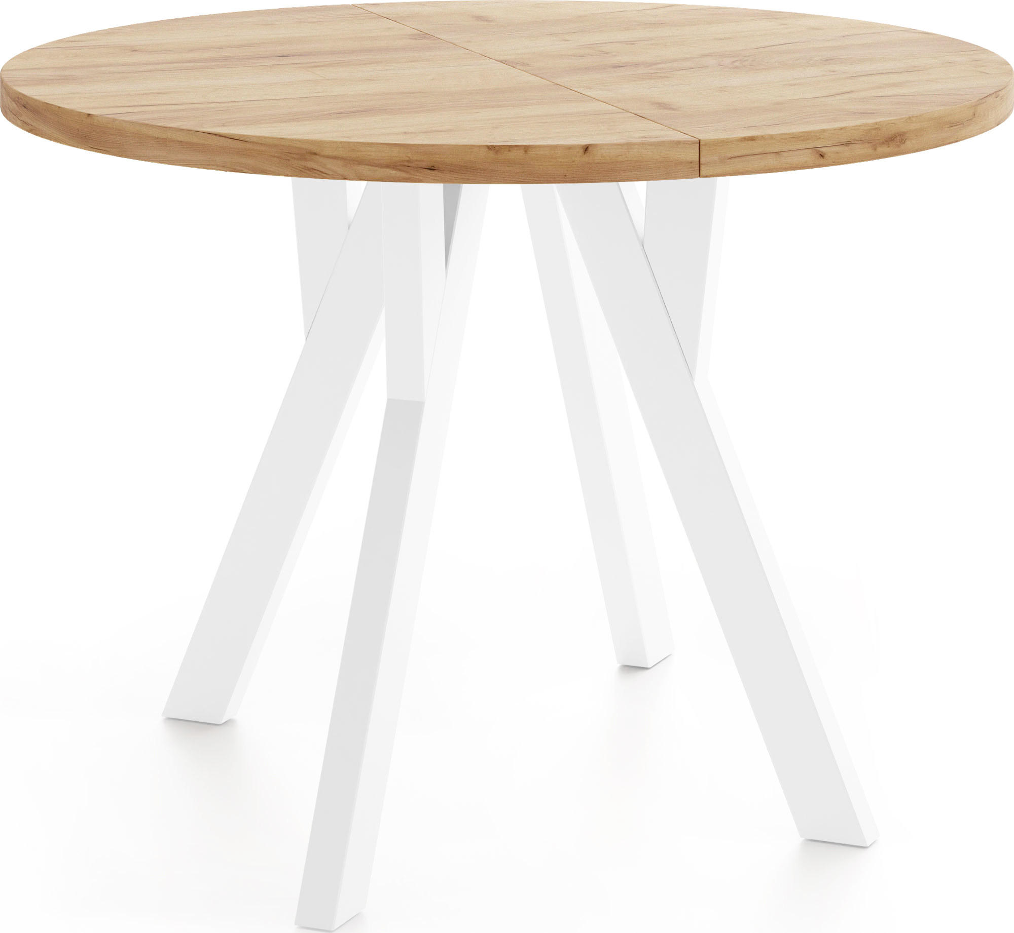 ESSTISCH Avero White runder ausziehbarer, Eiche Craft braun 100-200/100/77 cm - Eiche Wotan/Weiß, Holz/Holzwerkstoff (100/100/77cm) - WFL GROUP