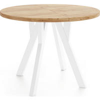 ESSTISCH Avero White runder ausziehbarer, Eiche Craft braun 80-160/80/77 cm - Eiche Wotan/Weiß, Holz/Holzwerkstoff (80/80/77cm) - WFL GROUP