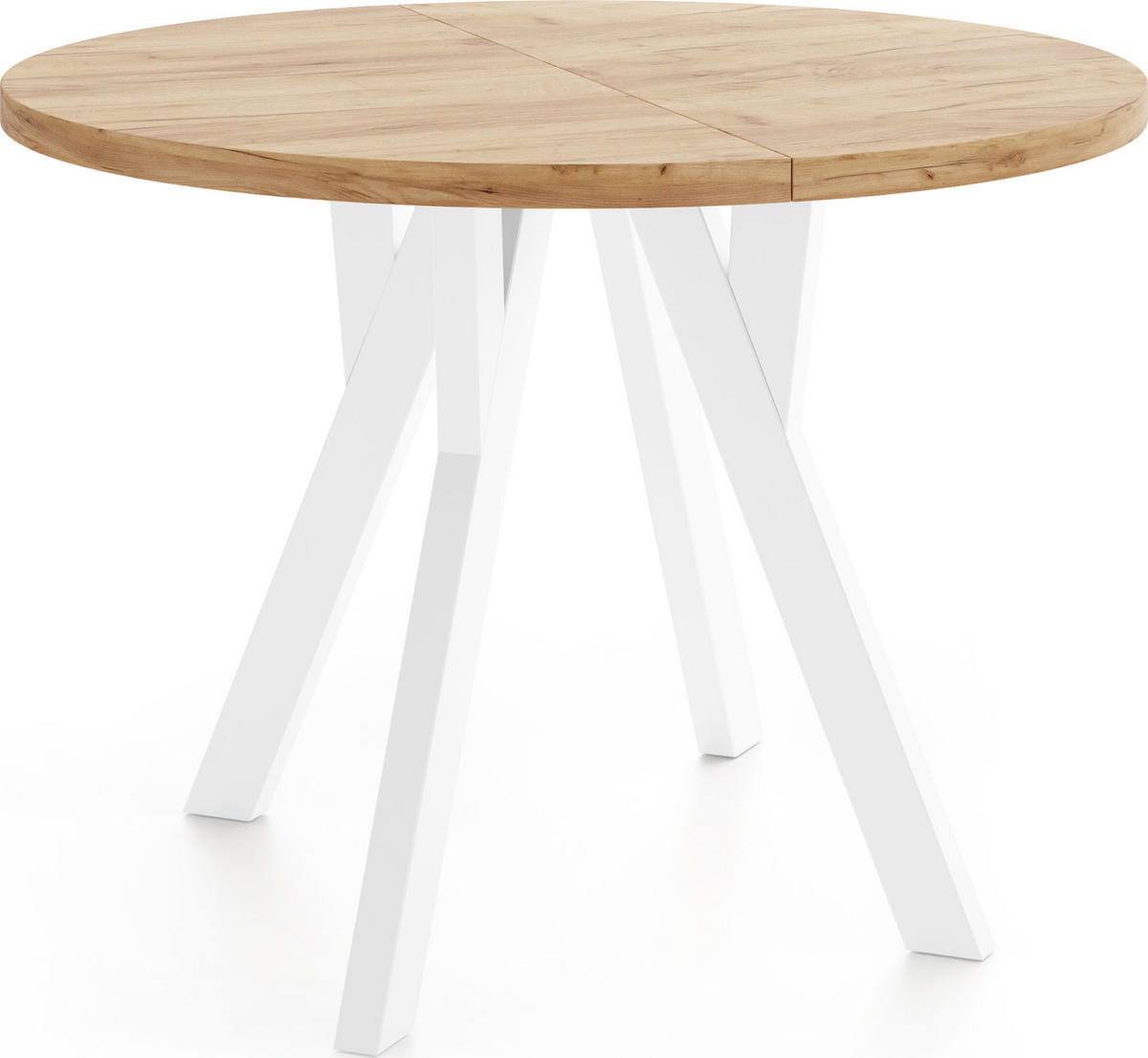 ESSTISCH Avero White runder ausziehbarer, Eiche Craft braun 80-160/80/77 cm - Eiche Wotan/Weiß, Holz/Holzwerkstoff (80/80/77cm) - WFL GROUP