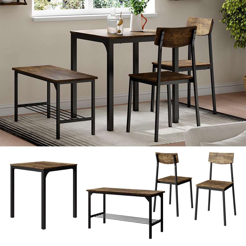 ESSTISCH-SET Fyrk Schwarz/Eiche rustikal 70 x 70 cm 4 Teile - Wildeiche/Schwarz, Holzwerkstoff (70/75/70cm) - Vicco