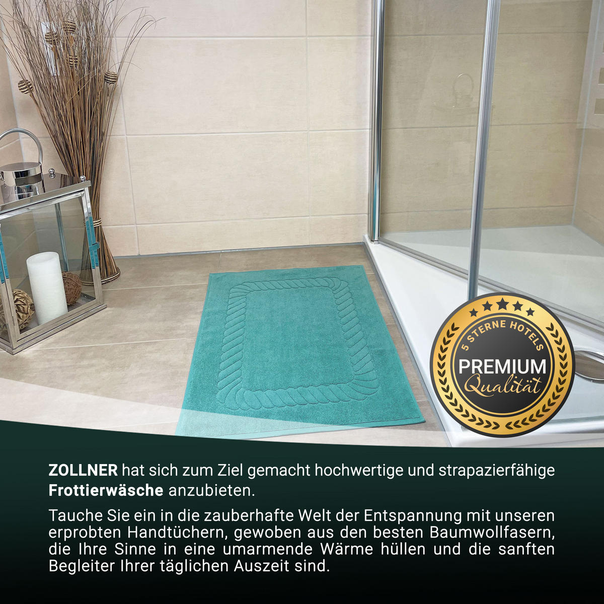 BADEMATTE, 2er-Set, 50x70 cm, 100% Baumwolle, Grün - Türkis, Textil (50/70cm) - Zollner
