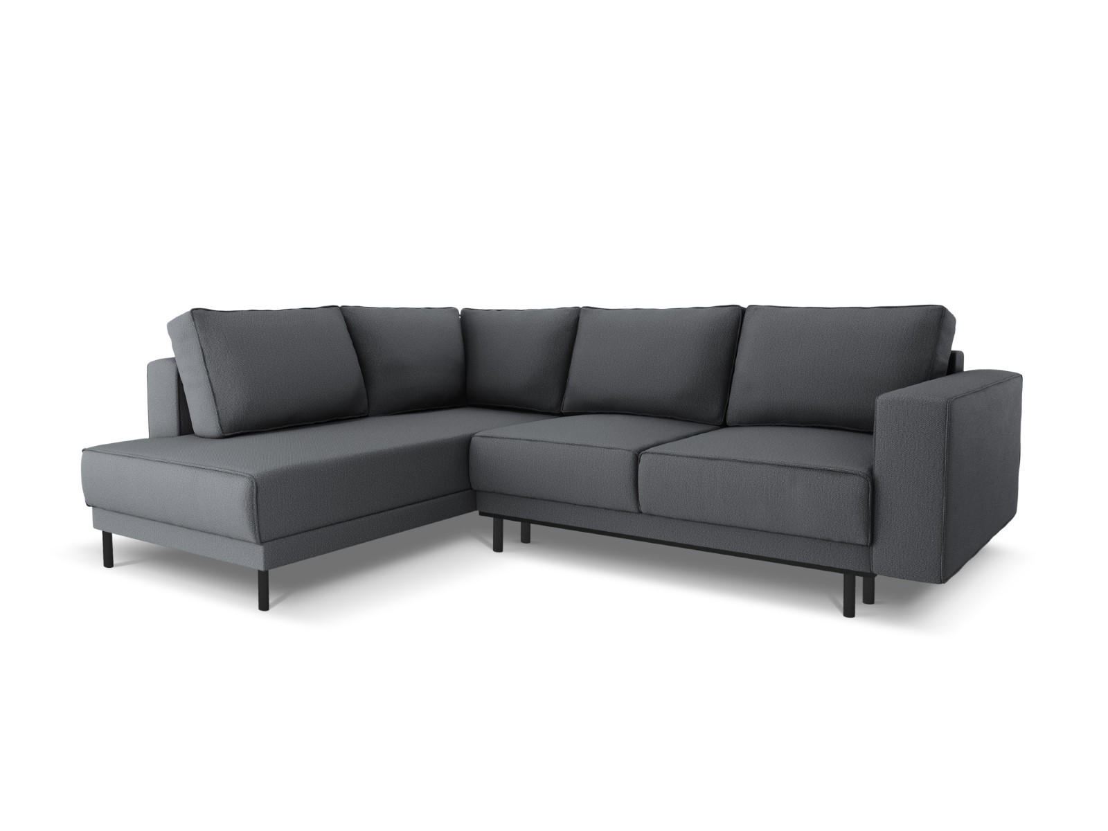 AUSKLAPPBARES-ECKSOFA links Caro aus strukturiertem Stoff dunkelgrau 5 Sitzplätze - Dunkelgrau, Textil (187/247cm) - Micadoni