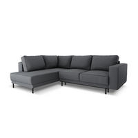 AUSKLAPPBARES-ECKSOFA links Caro aus strukturiertem Stoff dunkelgrau 5 Sitzplätze - Dunkelgrau, Textil (187/247cm) - Micadoni