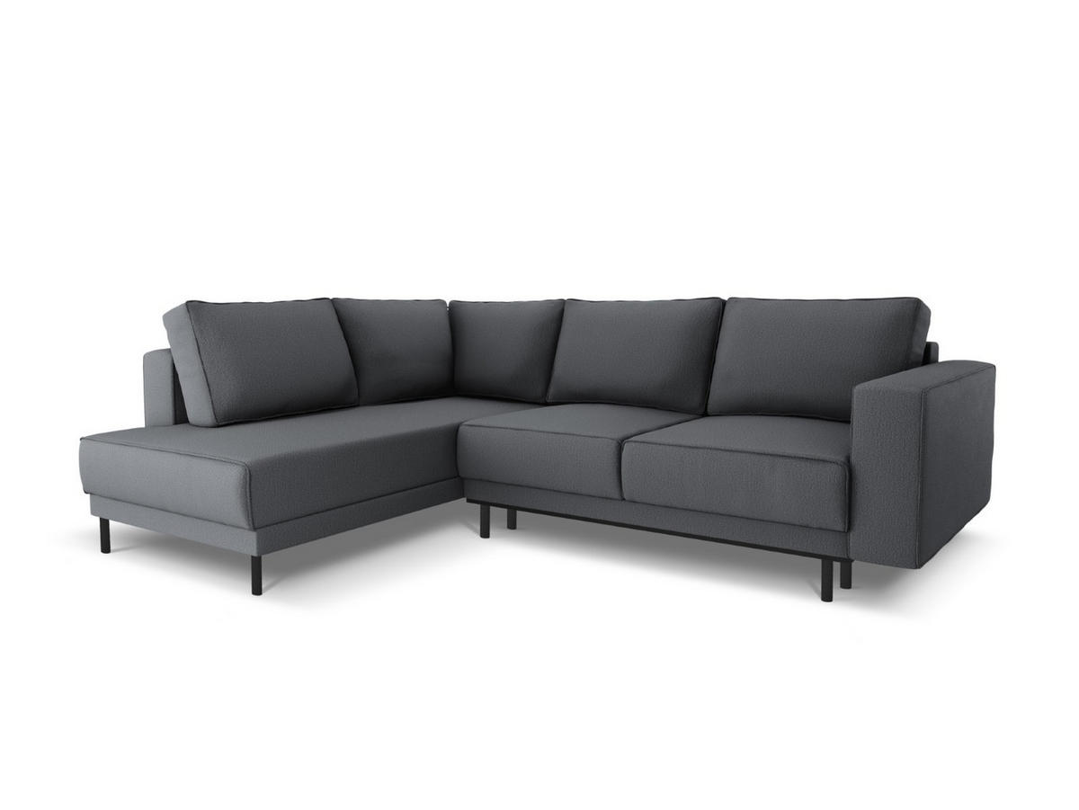 AUSKLAPPBARES-ECKSOFA links Caro aus strukturiertem Stoff dunkelgrau 5 Sitzplätze - Dunkelgrau, Textil (187/247cm) - Micadoni
