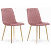 STUHL SCANNO 2-er Set, Rosa, Metallbeine in Holzfarbe, mit Samtstoff gepolstert - Rosa, Textil/Metall (45/89/53cm) - Komodee