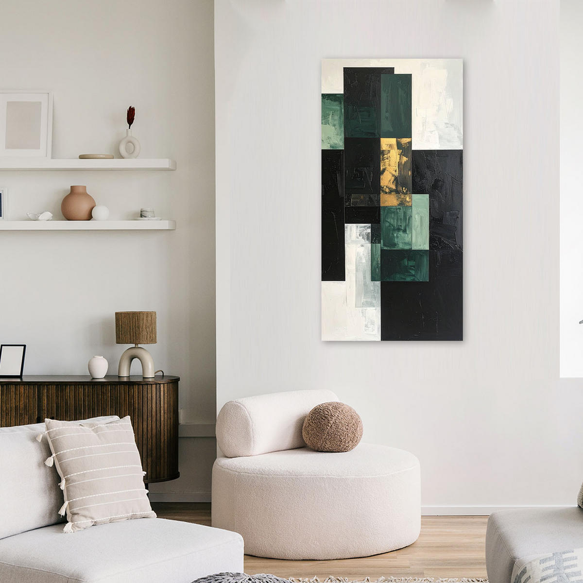 LEINWANDBILD 3D und geometrisch 60x120cm - Grün, Textil (60/120cm) - Feeby