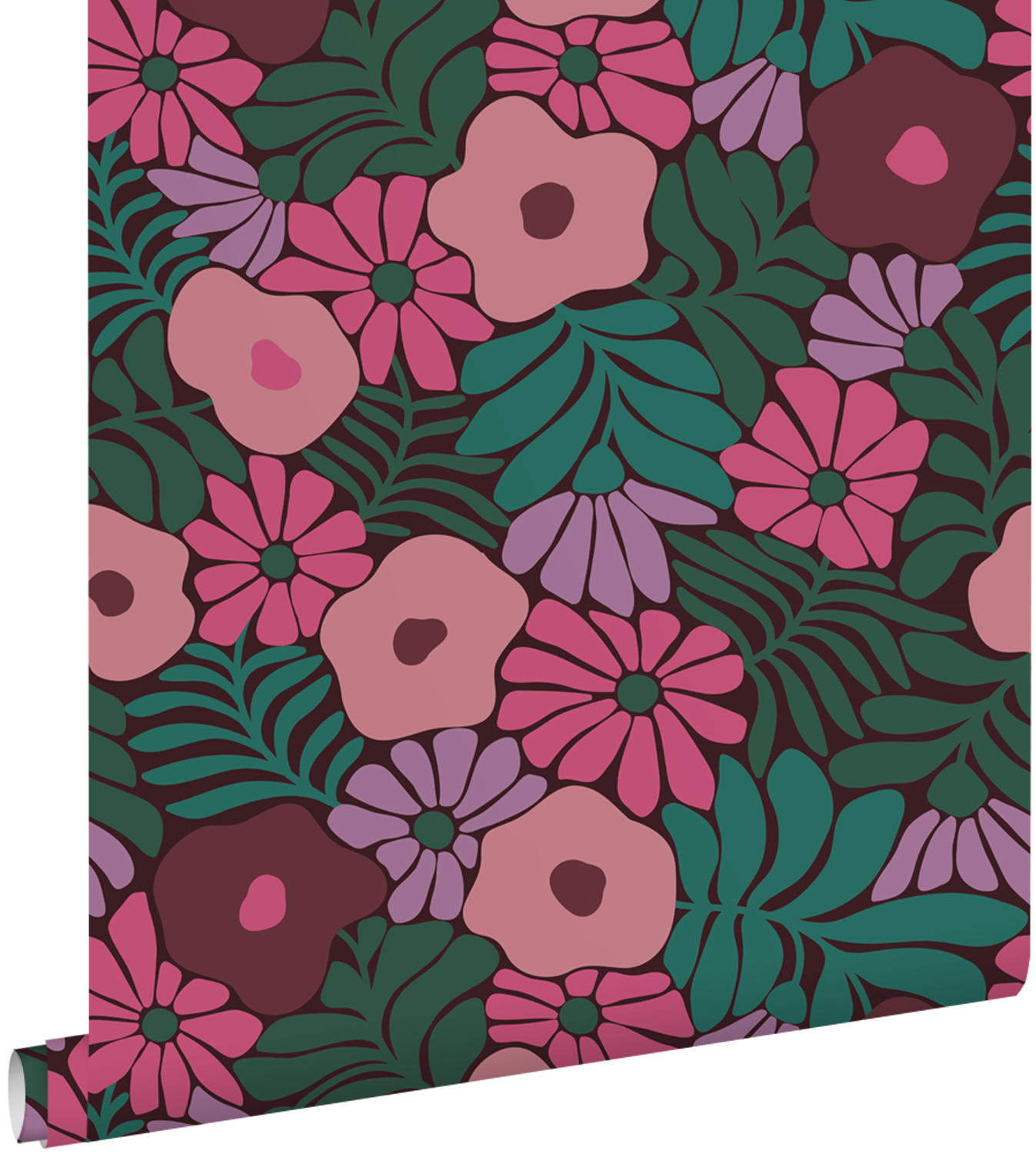 TAPETE Blumen im Matisse-Stil 50 x 900 cm - Pink, Papier (50/900cm) - ESTAhome