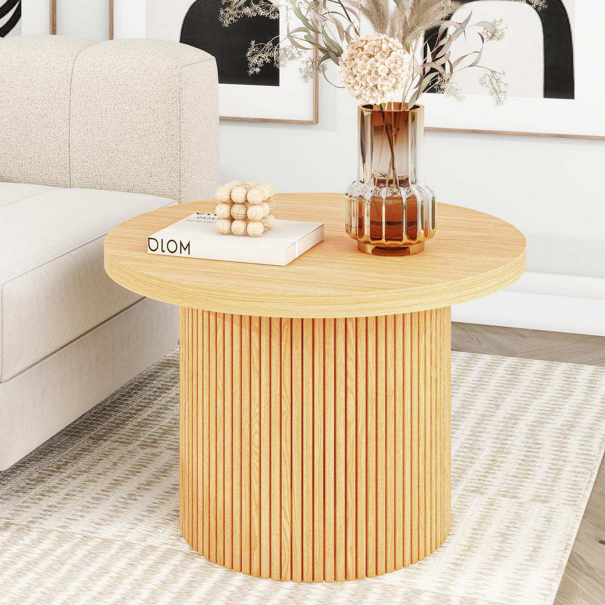 COUCHTISCH 90/90/40 cm Natur mit MDF Holz und Gummiholzkonstruktion - Naturfarben, Holz (60/60/40cm) - OKWISH