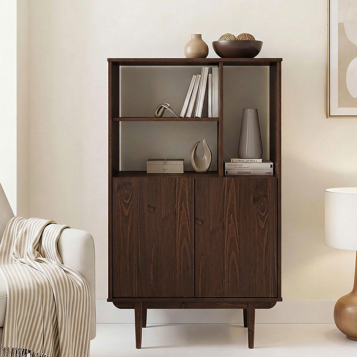 HIGHBOARD SIMONA nussbaum - Nussbaumfarben, Holz (80/133/37cm) - IDIMEX