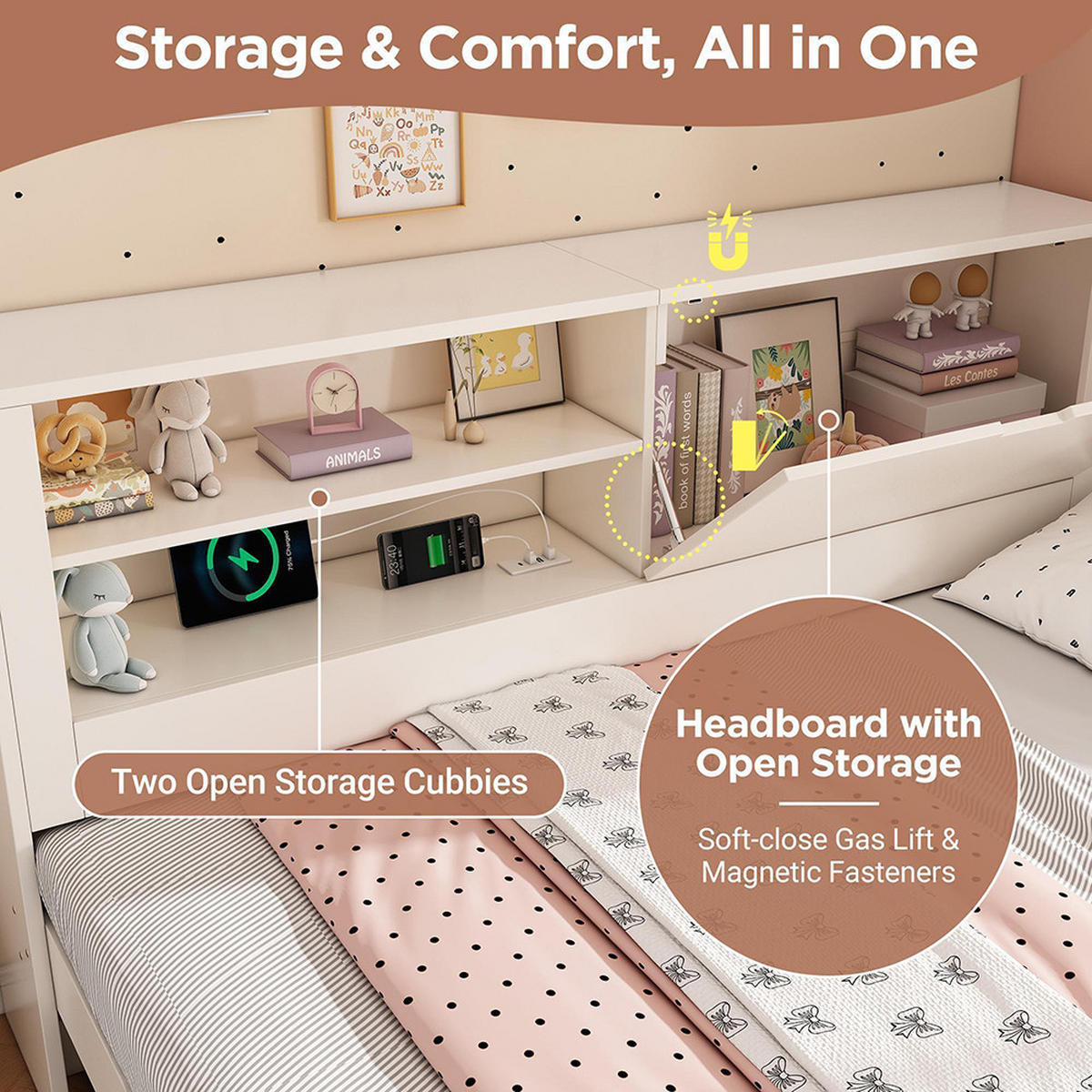 AUSZIEHBETT 90×190 cm mit Lattenrost in Weiß - Weiß, Holz (90/190cm)