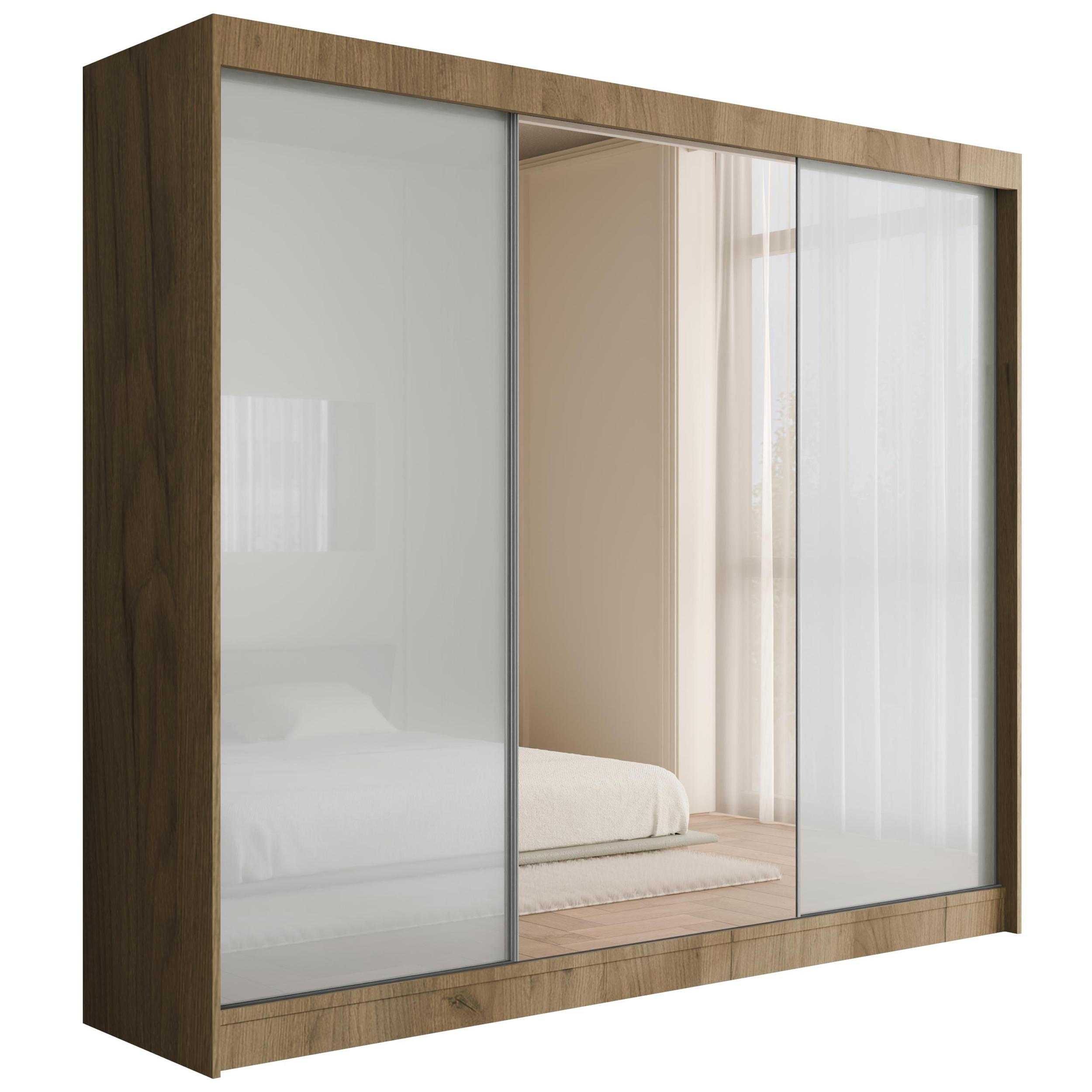 KLEIDERSCHRANK VESLI - 250 cm - Braun|Weiß - Braun/Weiß, Holzwerkstoff (250/215/61cm) - ALTDECOR
