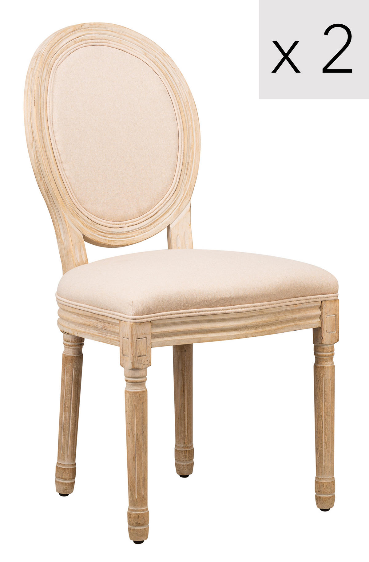 STUHL 2er-Set Holz Beige - Beige, Holz (50/95/58cm) - Nordlys