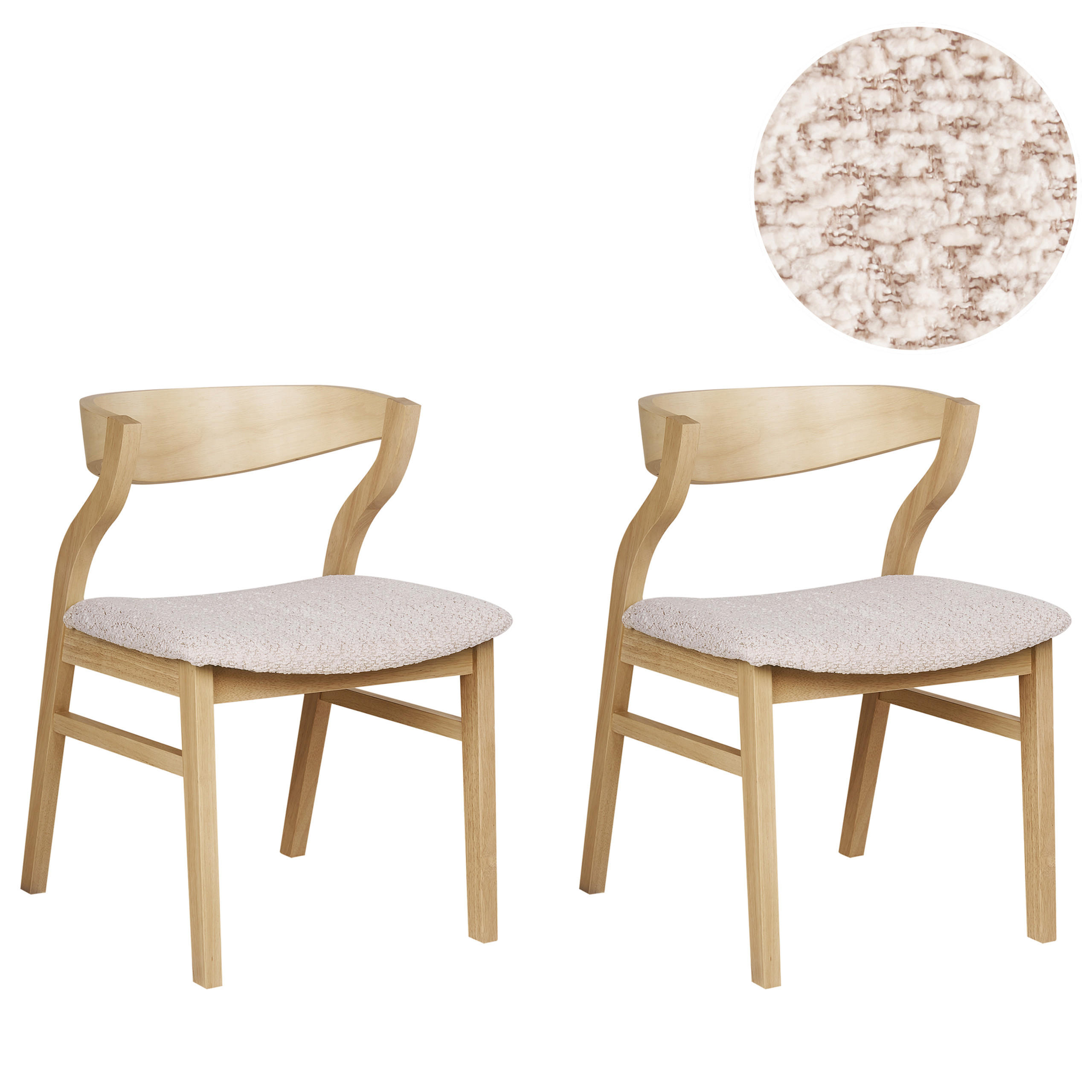 ESSZIMMERSTUHL 2er-Set Hellbeige Maroa - Beige/Braun, Holzwerkstoff (51/72/46cm) - Beliani