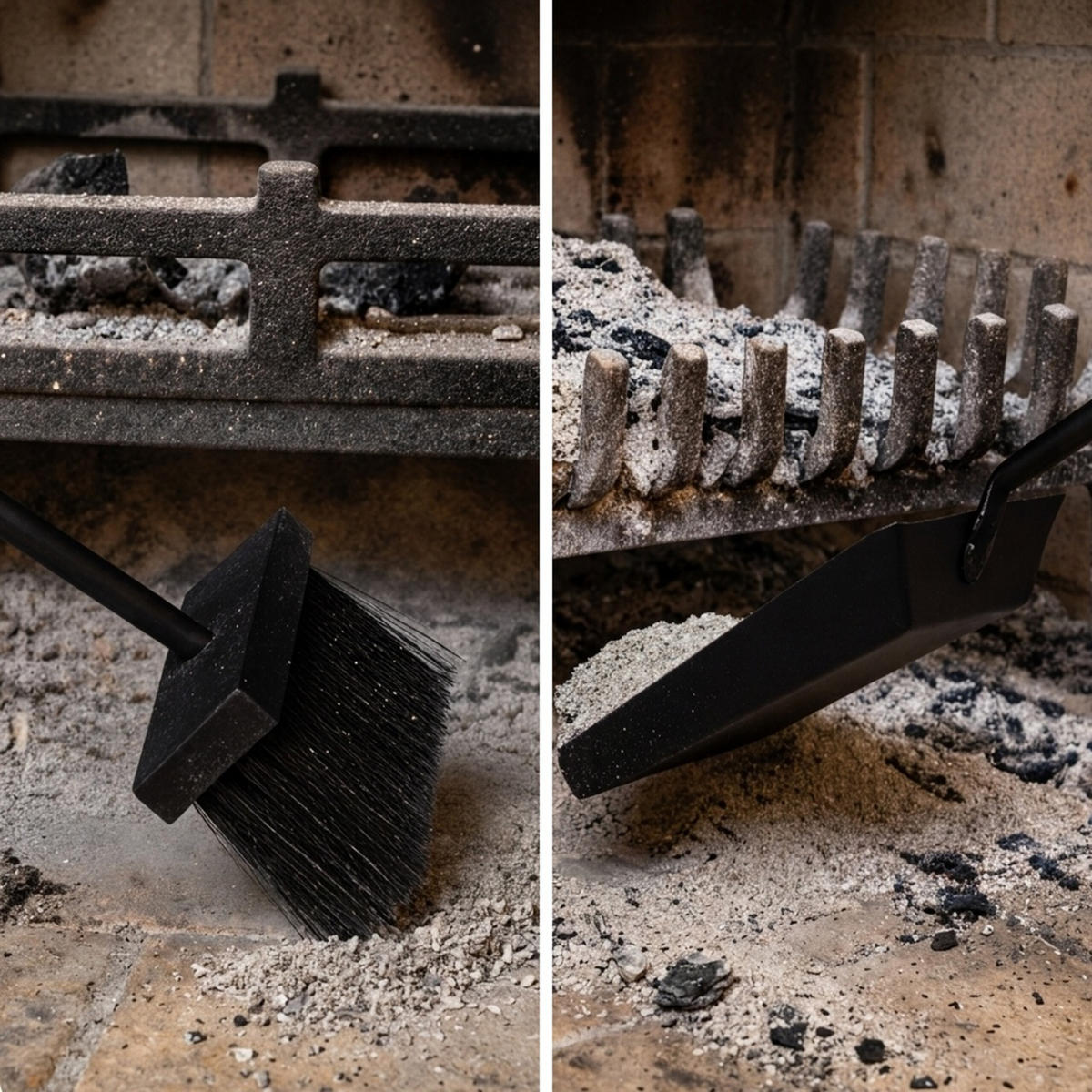 KAMINBESTECK Schwarz Natur 5er-Set Ständer - Schwarz, Holz/Metall (17/75/17cm) - Relaxdays