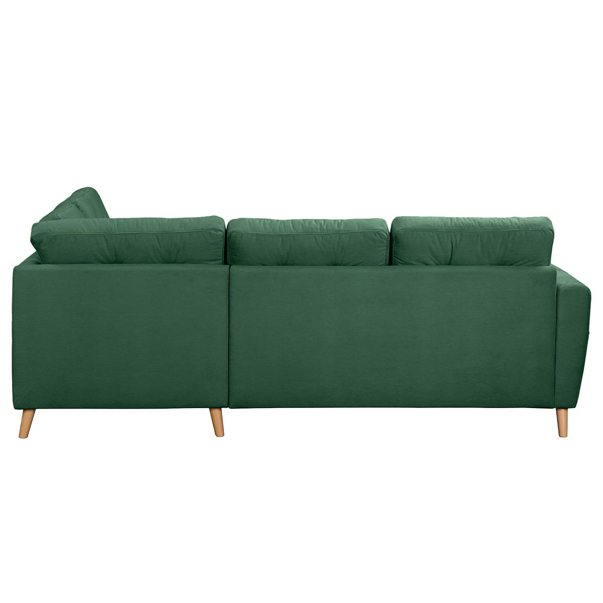 ECKSOFA mit Ottomane - Waldgrün/Braun, Holz/Textil (230/200cm) - home24
