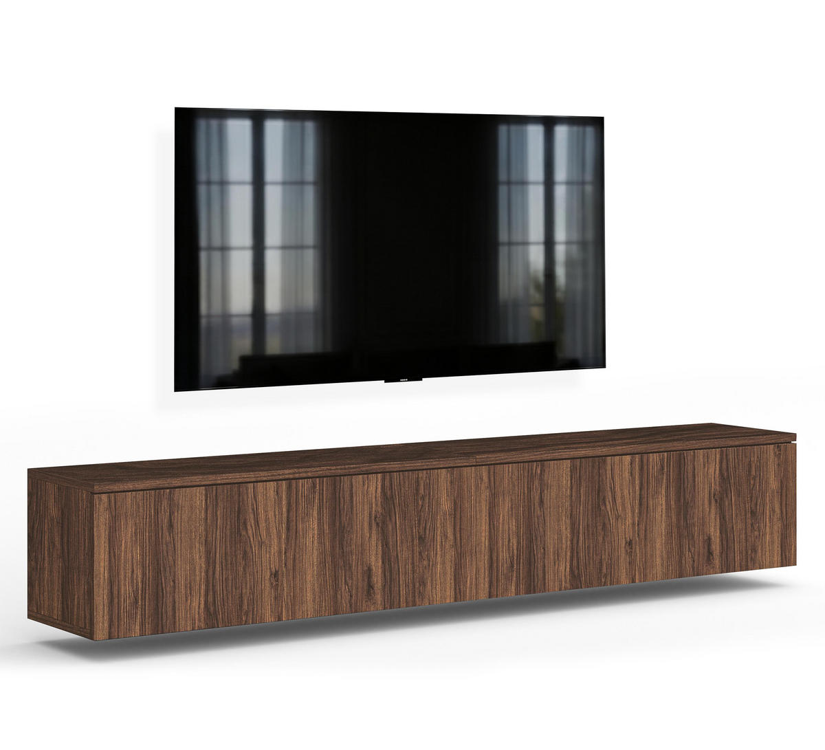 LOWBOARD Barvo 2x100 Nussbaum Warmia 200/34/32 cm – hängendes TV-Board - Nussbaumfarben, Holzwerkstoff (200/34/32cm) - AX Living