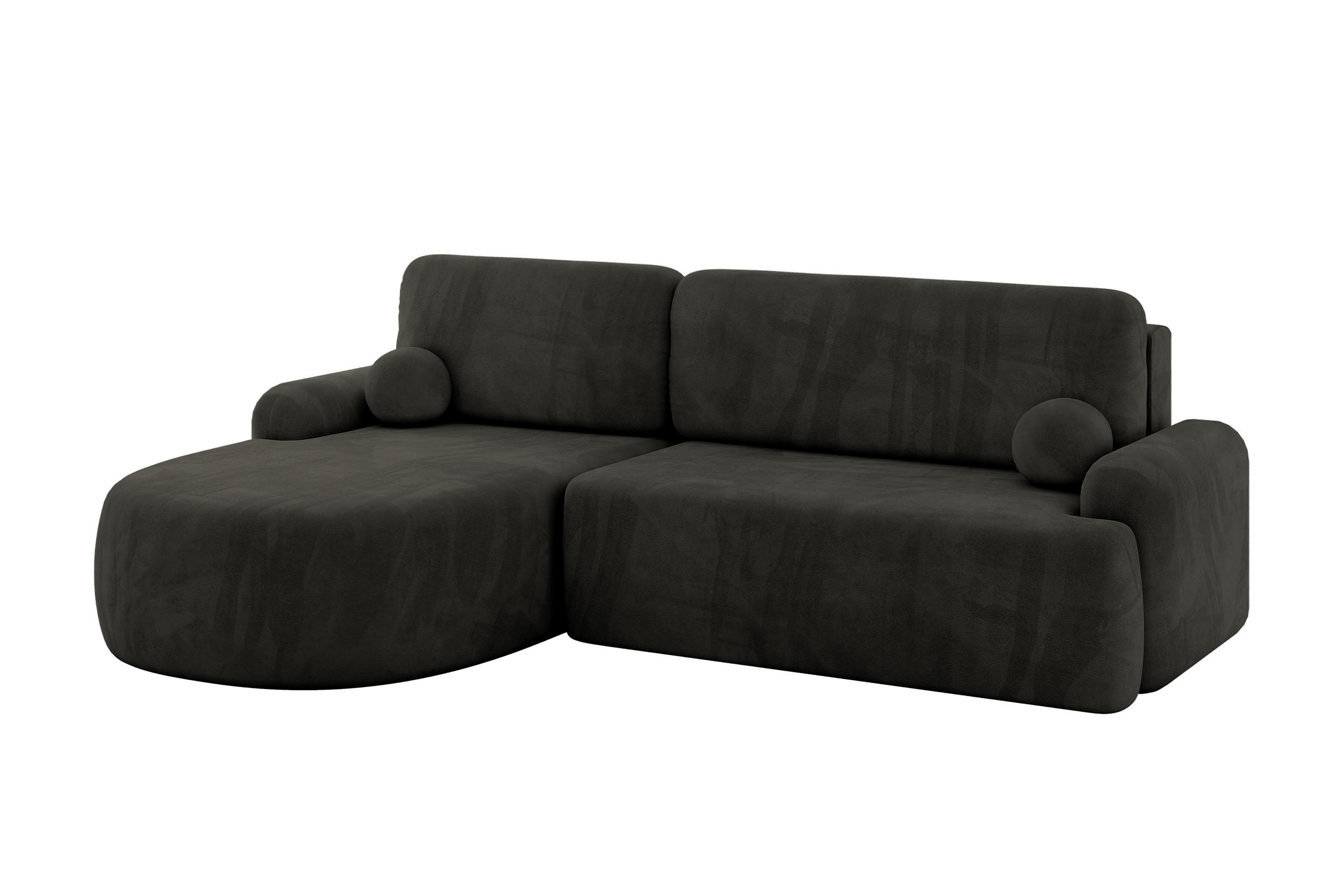 ECKSOFA mit Schlaffunktion und Bettkasten LIRA-L - 264x172x89 Schwarz - Schwarz, Holzwerkstoff/Textil (264/172cm) - ALTDECOR