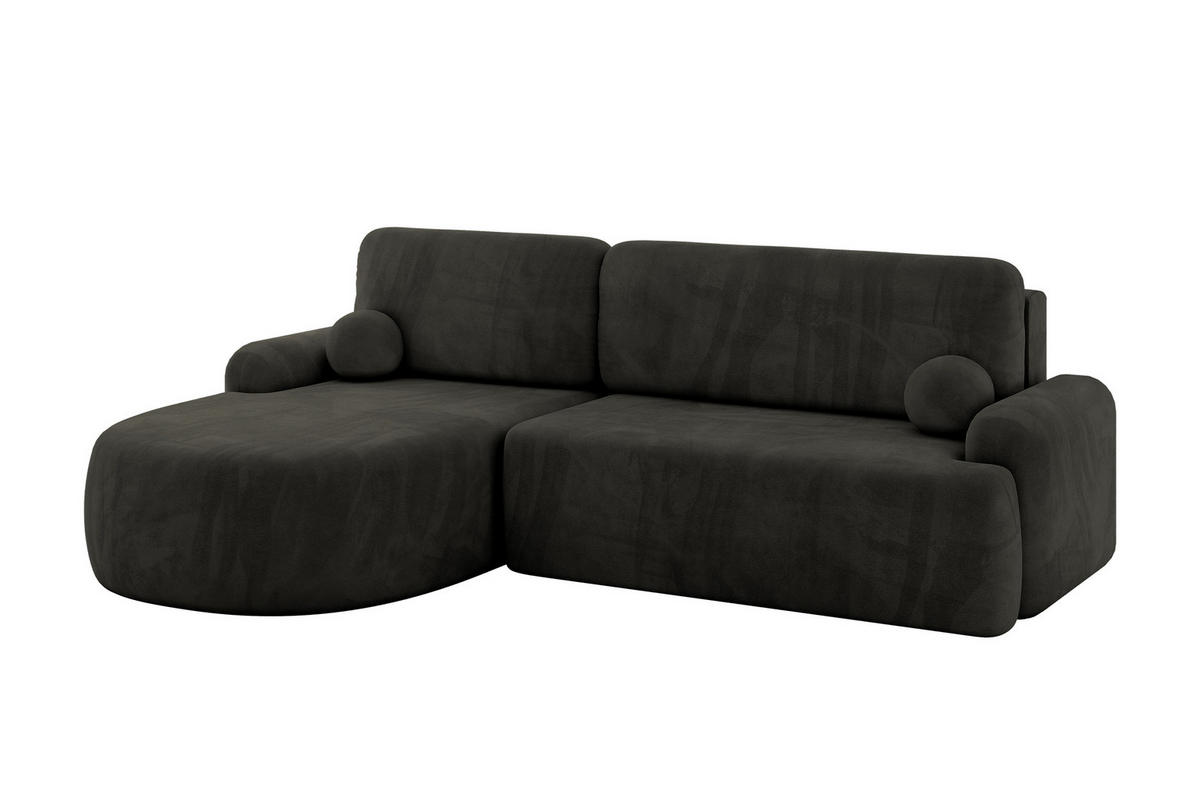 ECKSOFA mit Schlaffunktion und Bettkasten LIRA-L - 264x172x89 Schwarz - Schwarz, Holzwerkstoff/Textil (264/172cm) - ALTDECOR