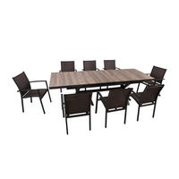 GARTEN-SITZGRUPPE Joana 9-teilig Gartenmöbel-Set - Dunkelgrau, Kunststoff - DELUKE