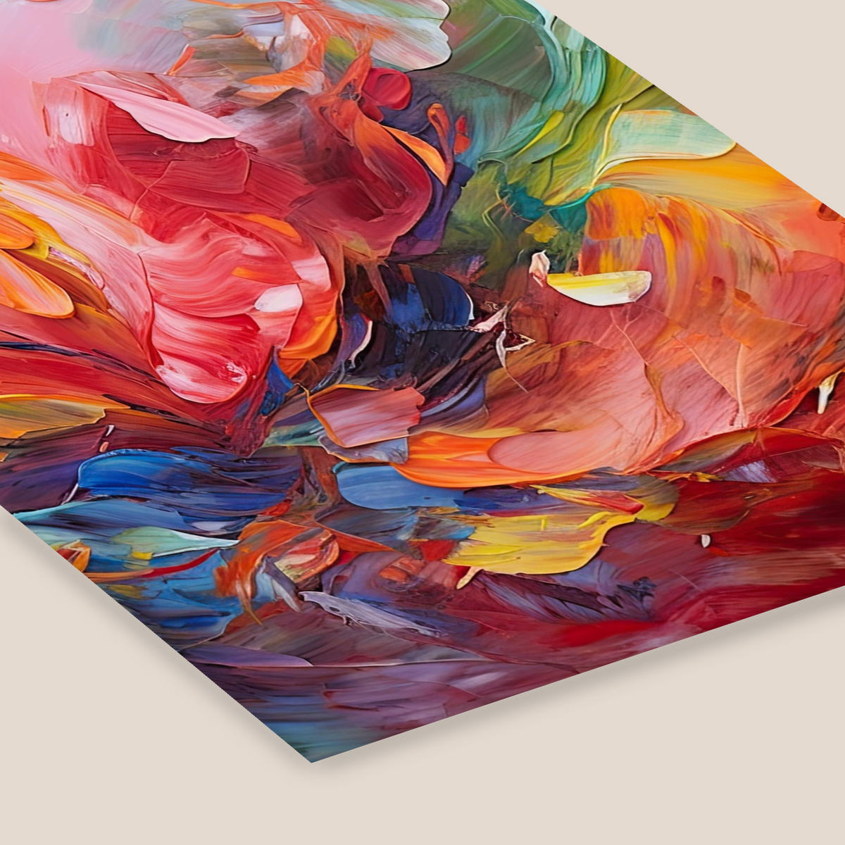 ZARÁMOVANÝ PLAGÁT Olejomaľba - Umenie - Abstraktné - Farebné 30x40 cm - staroružová, papier (30/40cm) - MuchoWow