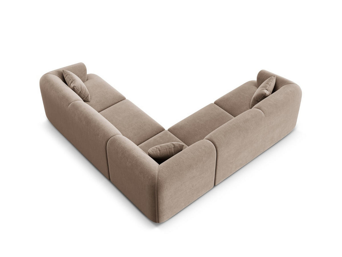 SYMMETRISCHES-MODULARES-ECKSOFA Campi aus Samt dunkelbeige 6 Sitzplätze - Mokka, Textil (255/255cm) - Cosmopolitan Design