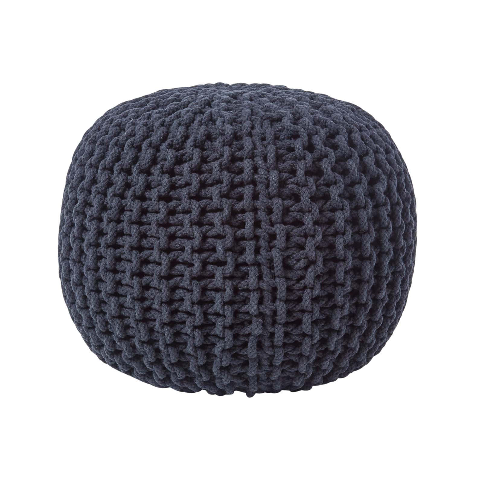 Homescapes Strick-Pouf Schwarz 40x35x40 cm