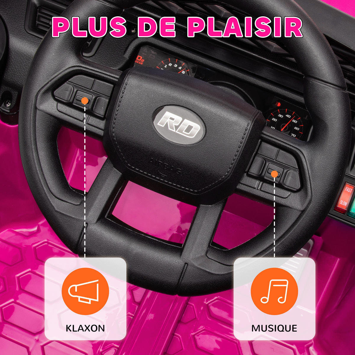 ELEKTRO-KINDERAUTO DE-13057 2,4G Fernbedienung Schwarz - Pink, Kunststoff (95/62.5/65cm) - ComfortXL