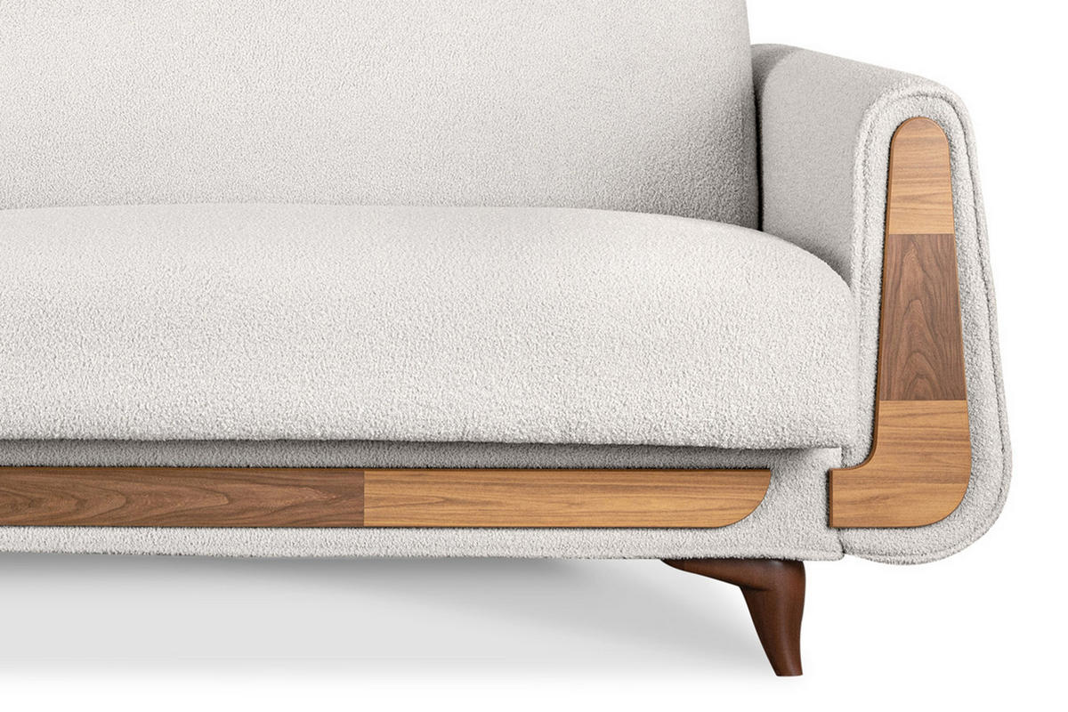 3-SITZER-SCHLAFSOFA GUSTAVO mit Armlehnen, weiß - Braun/Weiß, Holz/Holzwerkstoff (230/98/98cm) - KONSIMO®
