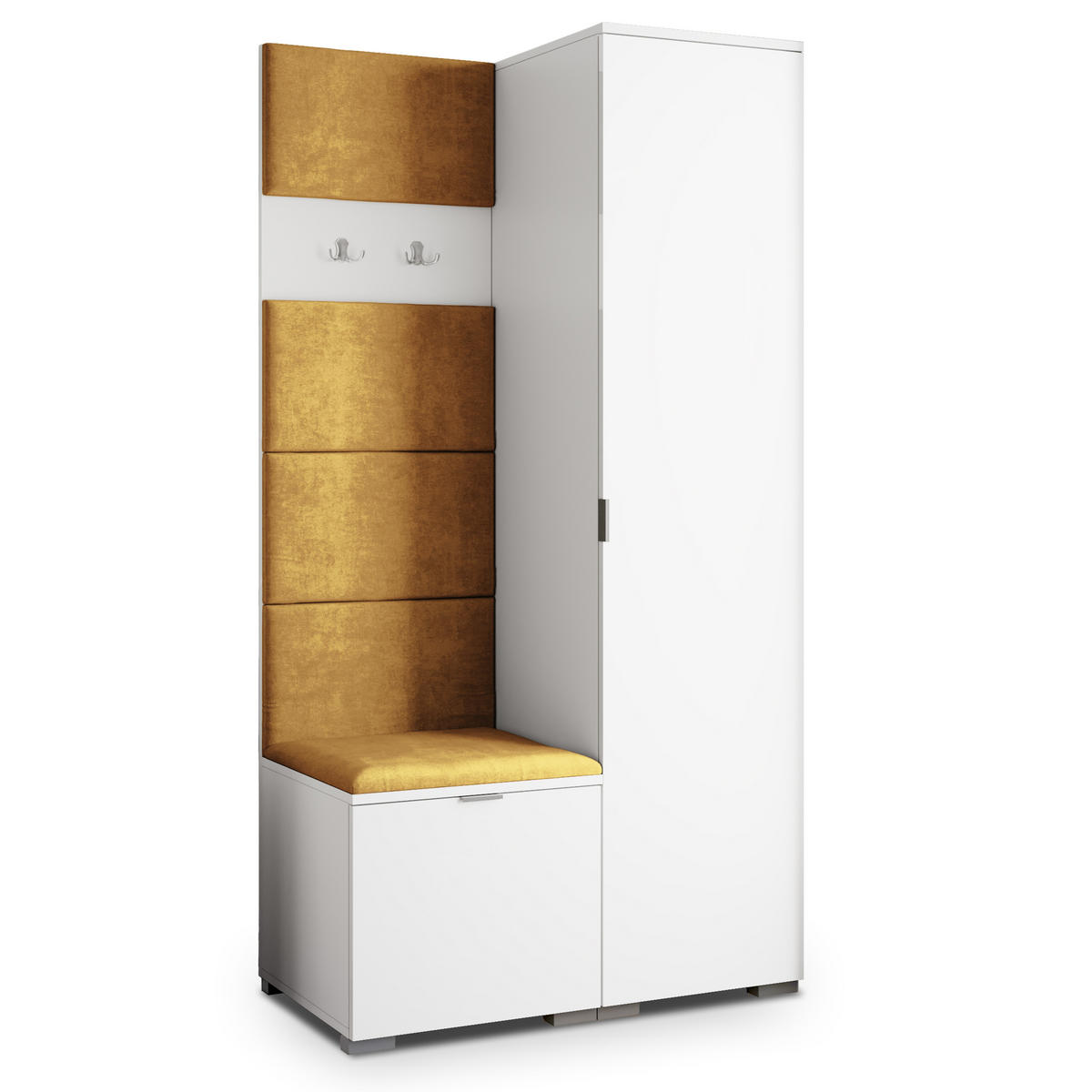 GARDEROBENSCHRANK LORI 95/181/51 cm Modern Garderobe-Set Weiß - Gelb/Weiß, Holzwerkstoff (95/181/51cm) - MASSENO