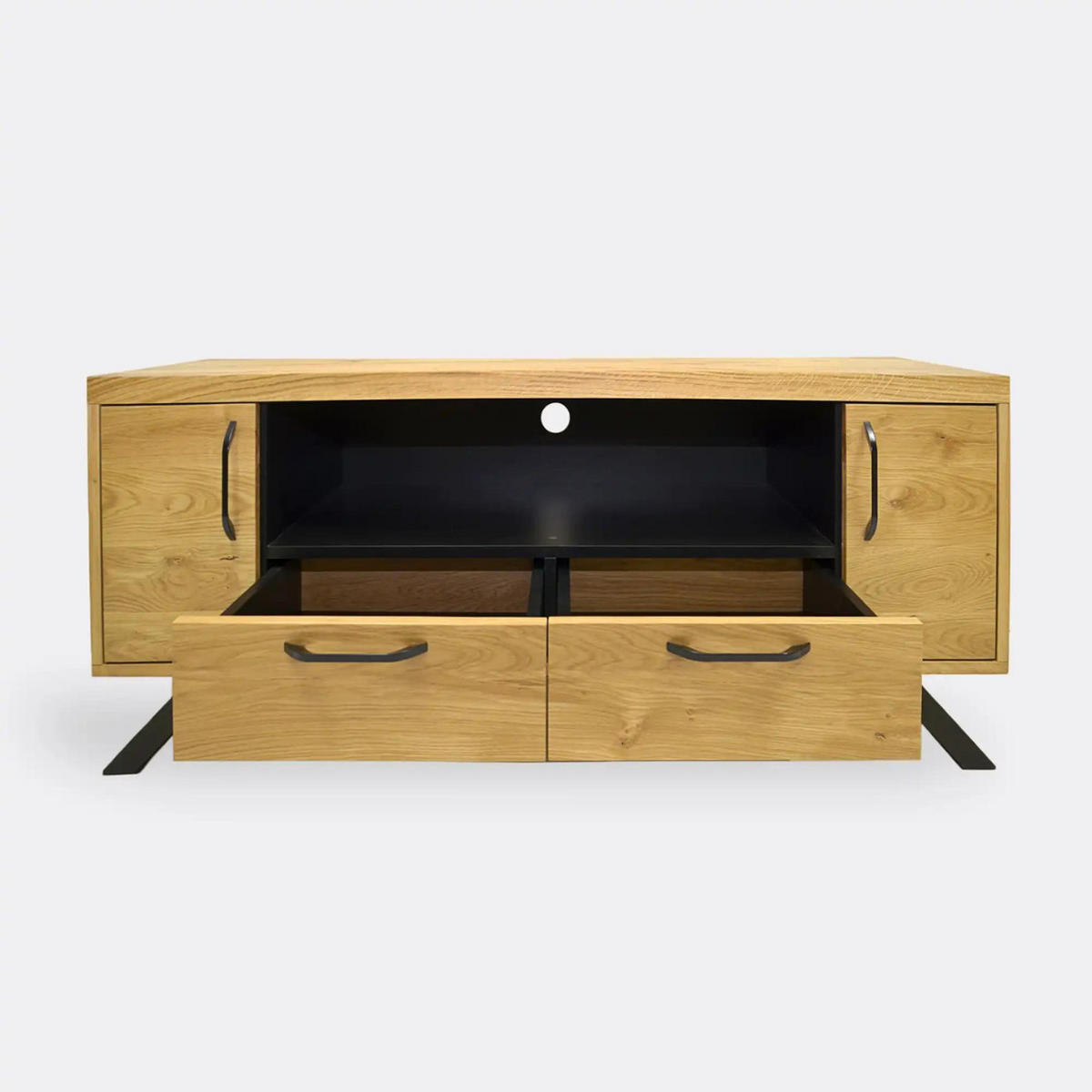 TV-SCHRANK aus Eichenholz im industriellen Stil für das Wohnzimmer JORGEN - Eichefarben, Holz (150/60/45cm) - Rawood Furniture