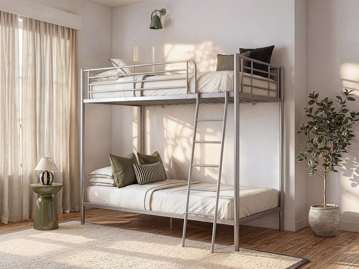 ETAGENBETT - 4 Personen - metall - silberfarben Gemini - Silberfarben, Metall (140/190cm) - Vente-Unique