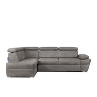 SCHLAFECKSOFA RATLO links 4/5-Sitzer mit Bettkasten in Lederoptik, silber - Silberfarben, Textil (270/190cm) - KONSIMO®