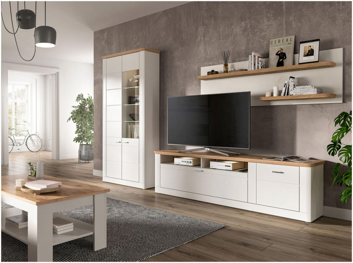 WANDBOARD Aarhus weiß Nox Oak Nachbildung - Weiß, Holzwerkstoff (160/55/22cm) - Xonox