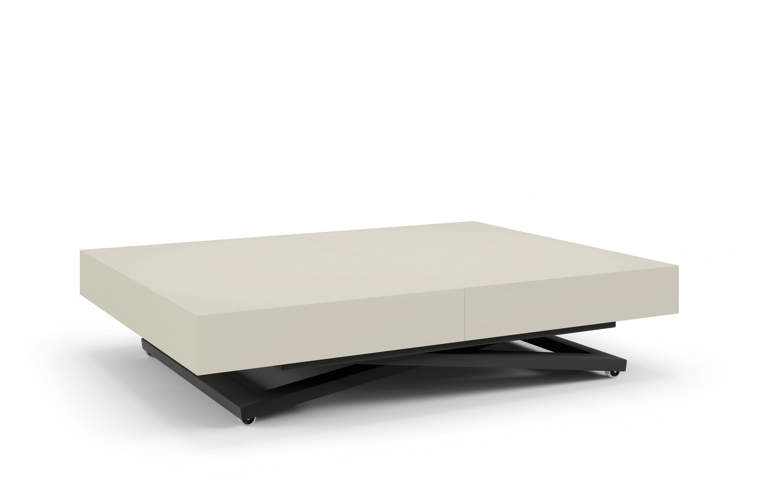 COUCHTISCH SANNA U - Kaschmir/Schwarz, Holzwerkstoff/Metall (80/120/27cm) - Meblini