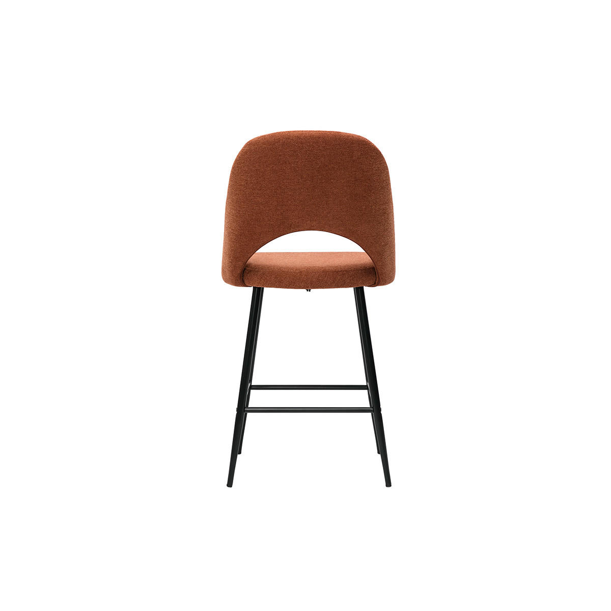 BARHOCKER Stoff Rostbraun Samteffekt H65 cm 2er-Set COSETTE - Orange, Textil (54/99/51.5cm) - Miliboo