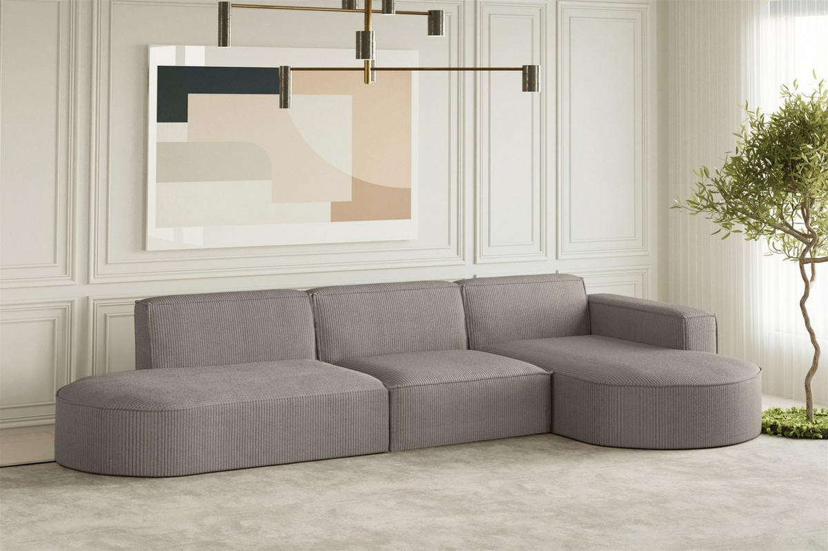 ECKSOFA Palma In Scala - Grau, Holzwerkstoff/Textil (296/165cm) - Fun Möbel