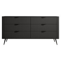 KOMMODE Lante 6S - Dunkelgrau/Schwarz, Holzwerkstoff/Metall (164/82/38cm) - MIRJAN24