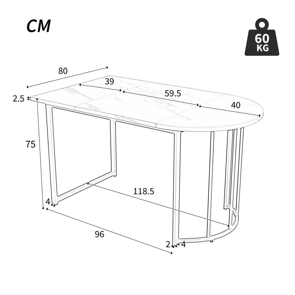 ESSTISCH Weiß und Golden 138.9/80/75 cm - Weiß, Holzwerkstoff/Metall (138.9/80/75cm) - Urban Meuble