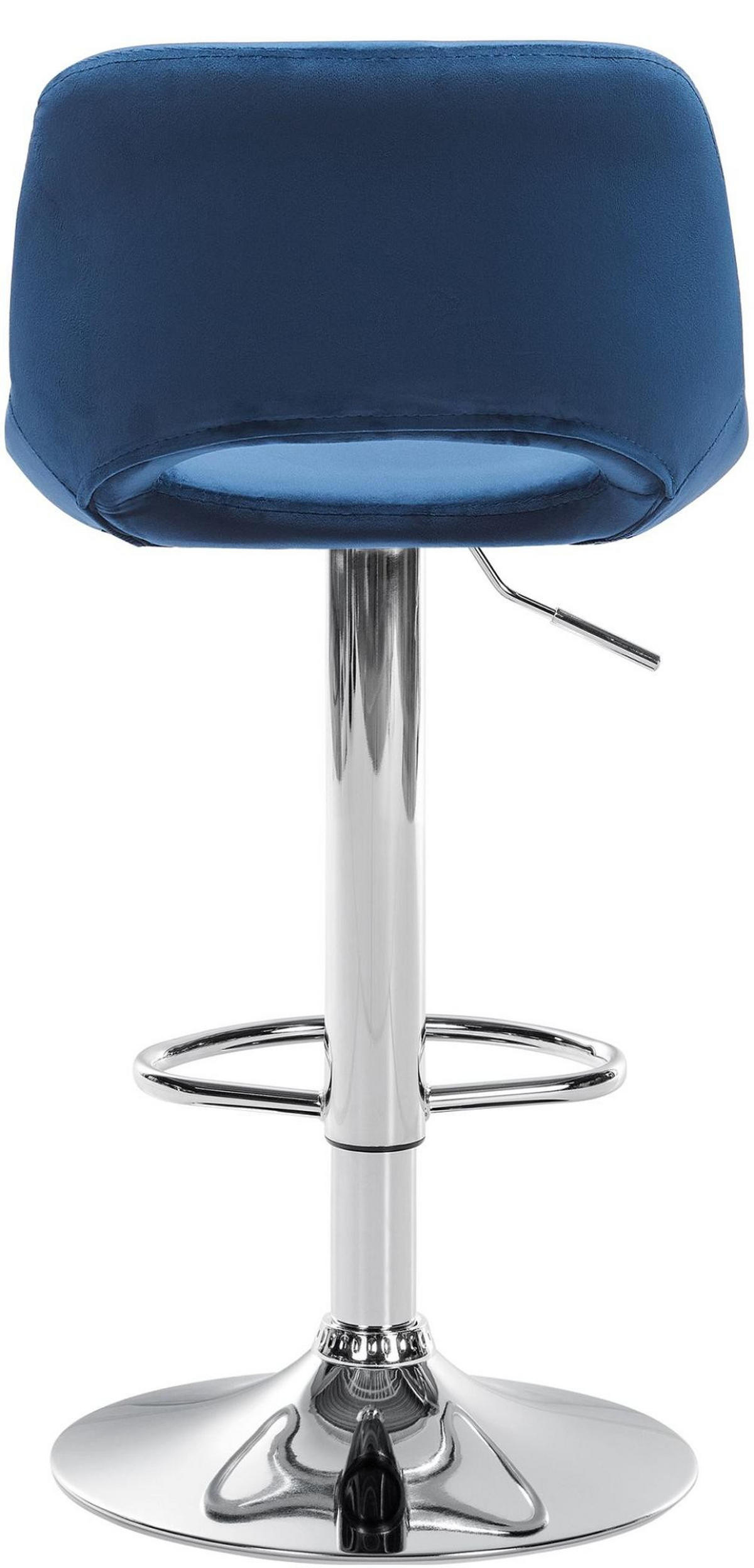 BARHOCKER 2er Set Samt blau - Chromfarben/Blau, Textil/Metall (42/86/46cm) - CLP
