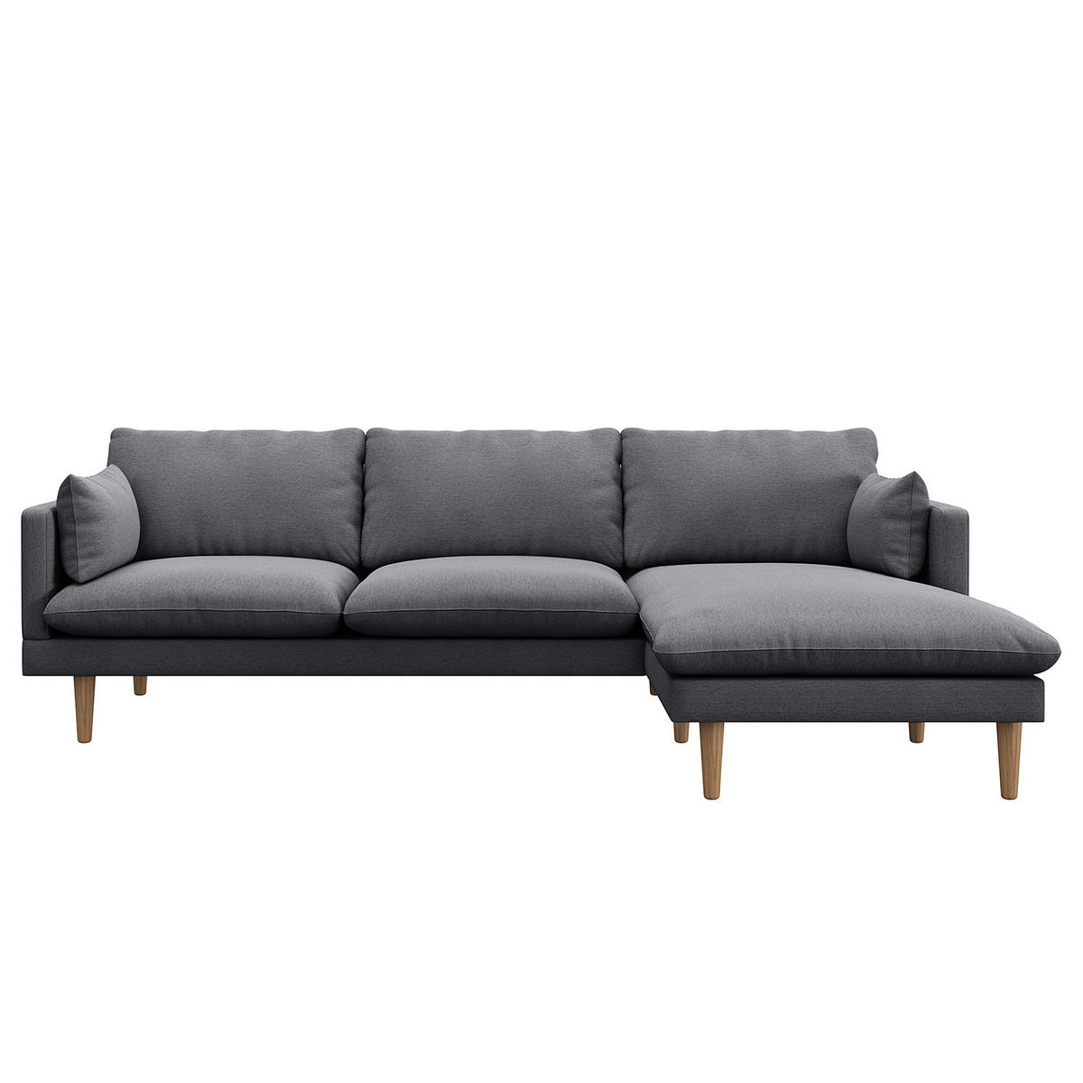 ECKSOFA mit Longchair - Webstoff - Buchefarben/Grau, Buchenholz/Textil (242/150cm) - home24