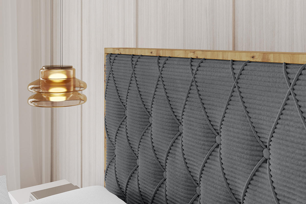 POLSTERBETT mit Bettkasten, Fußteil und Lattenrost, Boxbett ohne Matratze - ENZO5-Z 160x200 Dunkelgrau - Anthrazit, Holzwerkstoff/Textil (160/200cm) - ALTDECOR