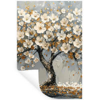 WANDTATTOO Baum - Blumen - Weiß - Natur - Kunst 40x60 cm - Weiß, Kunststoff (40/60/0.1cm) - MuchoWow