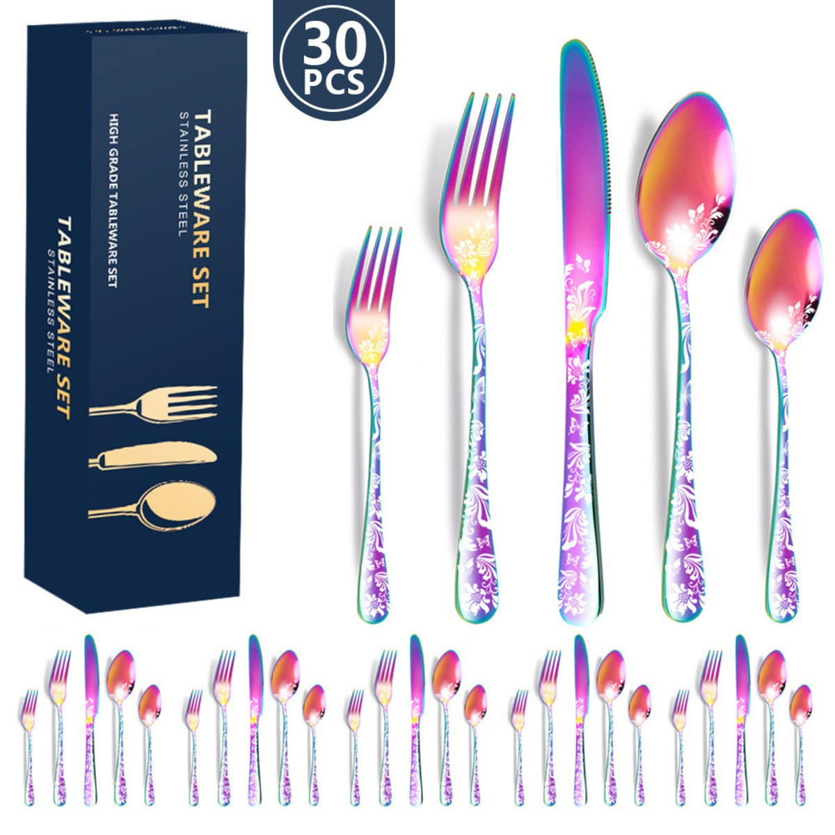 BESTECKSET 30-teilig Edelstahl - Multicolor, Metall - Authentics